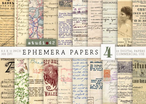 Download Antique Paper Ephemera Pack V4 - Antique paper Collection